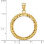 Wideband Distinguished Coin Jewelry 14k Polished with Casted Rope 22.0mm Prong Coin Bezel Pendant - Image 4