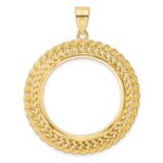 Wideband Distinguished Coin Jewelry 14k Polished and Diamond-cut Heart and Rope 27.0mm Prong Coin Bezel Pendant - Image 3