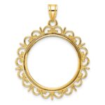 Wideband Distinguished Coin Jewelry 14k Polished Fancy 22.0mm Prong Coin Bezel Pendant