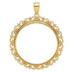 Wideband Distinguished Coin Jewelry 14k Polished Fancy 32.7mm Prong Coin Bezel Pendant