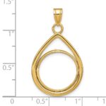 Wideband Distinguished Coin Jewelry 14k Polished Lightweight Teardrop 16.5mm Prong Coin Bezel Pendant - Image 4