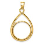 Wideband Distinguished Coin Jewelry 14k Polished Lightweight Teardrop 18.0mm Prong Coin Bezel Pendant