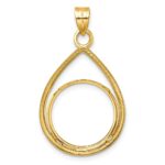 Wideband Distinguished Coin Jewelry 14k Polished Lightweight Teardrop 18.0mm Prong Coin Bezel Pendant - Image 3