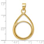 Wideband Distinguished Coin Jewelry 14k Polished Lightweight Teardrop 18.0mm Prong Coin Bezel Pendant - Image 4