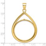 Wideband Distinguished Coin Jewelry 14k Polished Lightweight Teardrop 27.0mm Prong Coin Bezel Pendant - Image 4