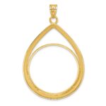 Wideband Distinguished Coin Jewelry 14k Polished Lightweight Teardrop 32.0mm Prong Coin Bezel Pendant - Image 3