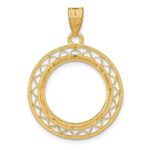 Wideband Distinguished Coin Jewelry 14k Polished Fancy Wire 16.5mm Prong Coin Bezel Pendant - Image 3