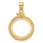 Wideband Distinguished Coin Jewelry 14k Polished Casted Rope 16.5mm x 1.35mm Screw Top Coin Bezel Pendant
