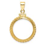 Wideband Distinguished Coin Jewelry 14k Polished Casted Rope 18.0mm x 1.35mm Screw Top Coin Bezel Pendant