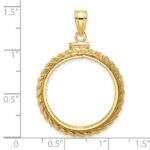 Wideband Distinguished Coin Jewelry 14k Polished Casted Rope 22.0mm x 1.9mm Screw Top Coin Bezel Pendant - Image 4
