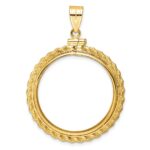 Wideband Distinguished Coin Jewelry 14k Polished Casted Rope 27.0mm x 2.35mm Screw Top Coin Bezel Pendant - Image 3