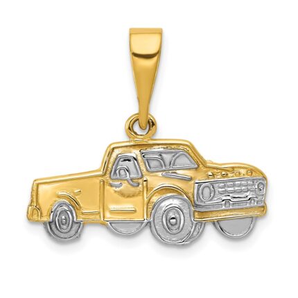 14k and White Rhodium Pick-up Truck Pendant