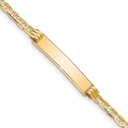 14k Polished Solid Chain/Solid Plate Anchor Link 25x5mm Plate ID Bracelet