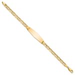 14k Polished Solid Chain/Solid Plate Anchor Link Soft Diamond Shape 33x9.8mm Plate ID Bracelet - Image 2