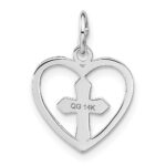 14k White Gold Cut-out Cross in Heart Charm - Image 3
