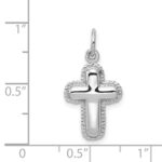 14k White Gold Polished Cross Charm - Image 4