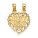 14k Polished BEST FRIEND/FRIENDS FOREVER 2-Piece Break-Apart Heart Charm