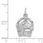 14k White Gold Satin Diamond-cut Horse Head in Horseshoe Charm - Image 3