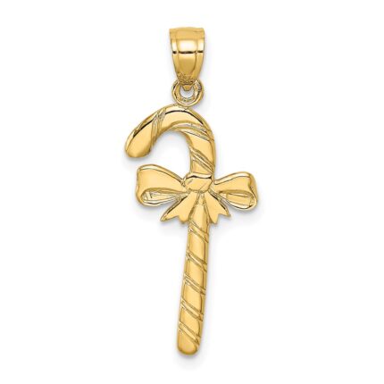 14k Solid Polished Candy Cane Charm