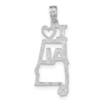 14K White Gold Solid I HEART AL Alabama State Pendant - Image 4