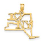 14k Solid I HEART NY New York State Pendant