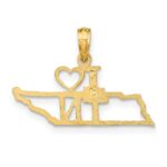 14k Solid I HEART TN Tennessee State Pendant - Image 3