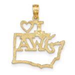 14k Solid I HEART WA Washington State Pendant - Image 3
