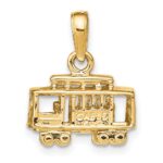 14k Solid Polished 3-D Trolley Car Pendant - Image 3