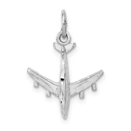 14k White Gold 3-D Airplane Charm
