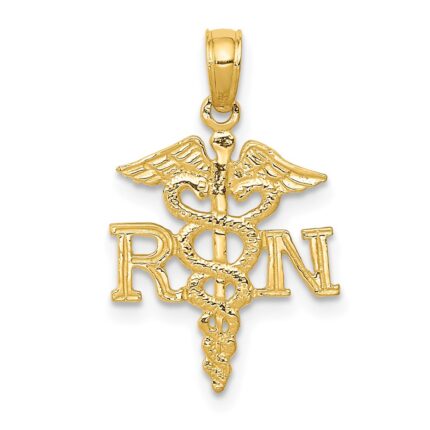 14k Polished R.N. Registered Nurse Pendant
