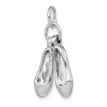 14K White Gold Solid Polished 3-D Moveable Ballet Slippers Charm - Image 5
