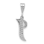 14KW White Gold Solid Polished Script Filigree Letter I Initial Pendant - Image 3