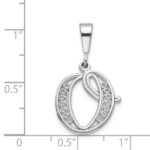 14KW White Gold Solid Polished Script Filigree Letter O Initial Pendant - Image 3