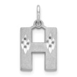 14KW Satin Diamond-cut Letter H Initial Charm