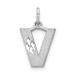 14KW Satin Diamond-cut Letter V Initial Charm