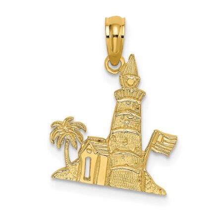 14k Southern Lighthouse with Palm Tree and Flag Charm