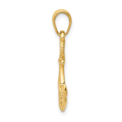 14K Solid Polished 3-D Anchor with Rope Pendant