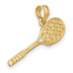 14K Solid Polished 3-D Tennis Racquet Charm - Image 5