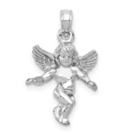 14k  3-D White Gold Polished Solid Angel Pendant