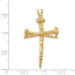 14K Polished and Textured Nail Cross Charm - Image 3