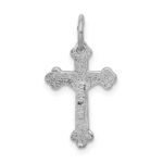 14k White Gold Satin Diamond-cut Crucifix Charm - Image 4