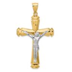 14k Polished Two-tone Crucifix Pendant