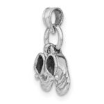 14k White Gold 3-D Moveable Baby Shoes Charm - Image 4