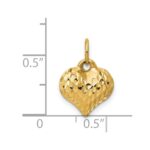 14K Polished and Textured 3-D Puffed Heart Pendant - Image 3