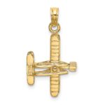 14k 3-D Bi-Plane with Ribbed Wings Charm - Image 4