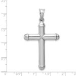 14k White Gold Hollow Cross Pendant - Image 3
