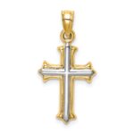 14k and White Rhodium Reversible Hollow Cross Pendant - Image 4