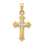 14k and White Rhodium Hollow Cross Charm