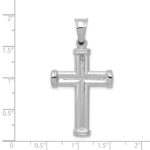 14k White Gold Hollow Cross Pendant - Image 3