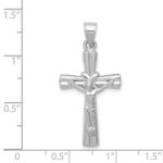 14K White Gold Hollow Crucifix Reversible to X-Center Cross Pendant - Image 3